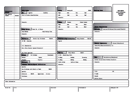 Kalamazoo Admission Record Sheet