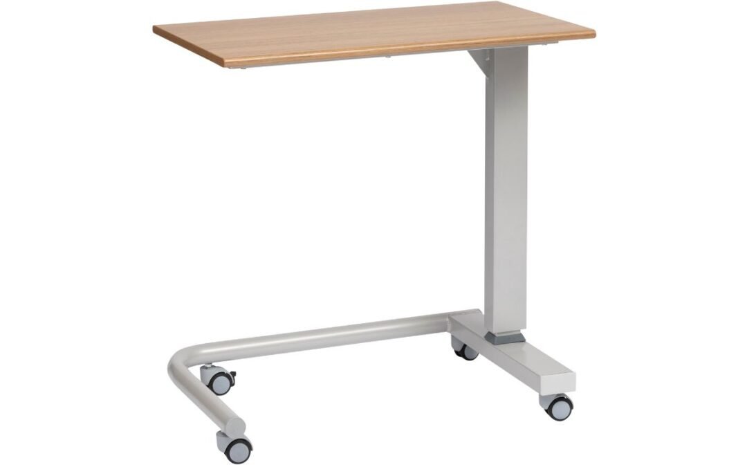 Gas Lift Overbed Table With Castors in Oak or Walnut