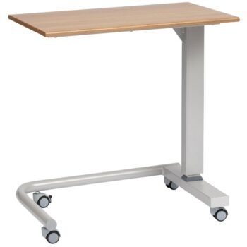 Gas Lift Overbed Table With Castors in Oak or Walnut